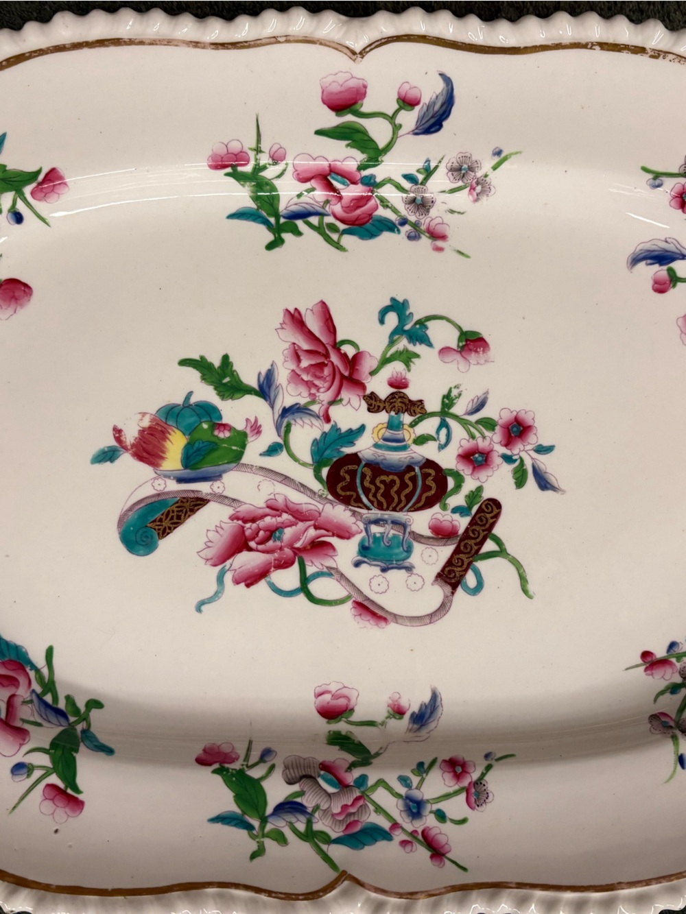 Antique English Chinoiserie serving platter